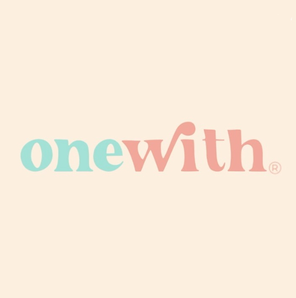 onewith logo in pastel teal and coral on cream background
