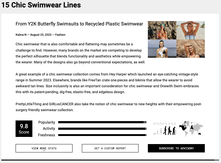 Screenshot of Trend Hunter ‘15 Chic Swimwear Lines’ featuring onewith’s dig-free, elastic-free, edgeless swimsuits