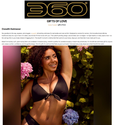 Brunette woman wearing a black bikini posing among pink and purple hydrangea blossoms on a dark background.