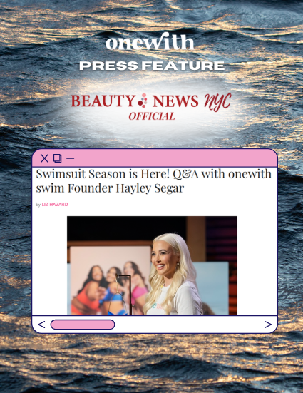 Screenshot showing onewith press feature on Beauty News NYC with headline ‘Swimsuit Season Is Here!’