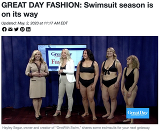 onewith swimwear featured on Channel 3 WFSB's Great Day Connecticut