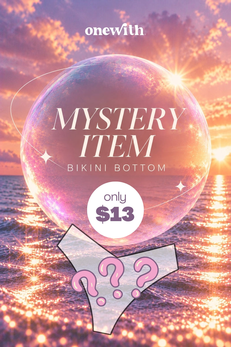 Promotional graphic showing onewith Mystery Item Bikini Bottom with a limited price offer