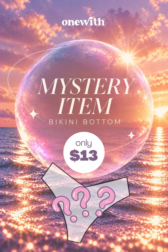 Promotional graphic showing onewith Mystery Item Bikini Bottom with a limited price offer
