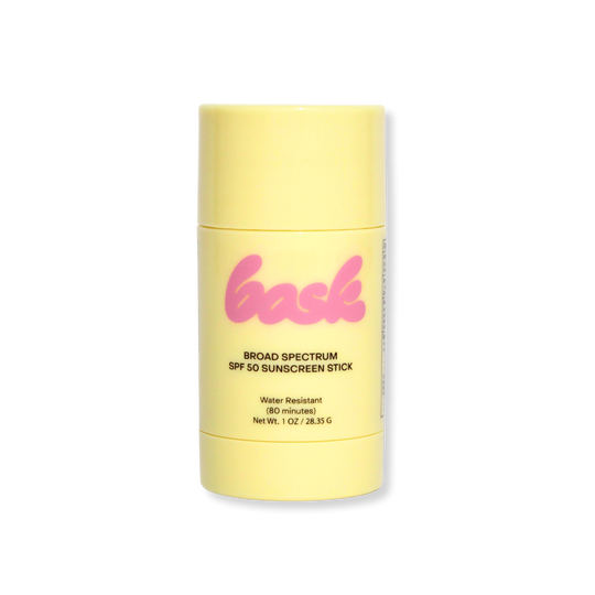 bask yellow stick — BROAD SPECTRUM SPF 50 SUNSCREEN STICK Water Resistant NET WT. 1.0 OZ / 28.6 g