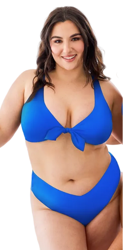 Woman wearing a blue bikini